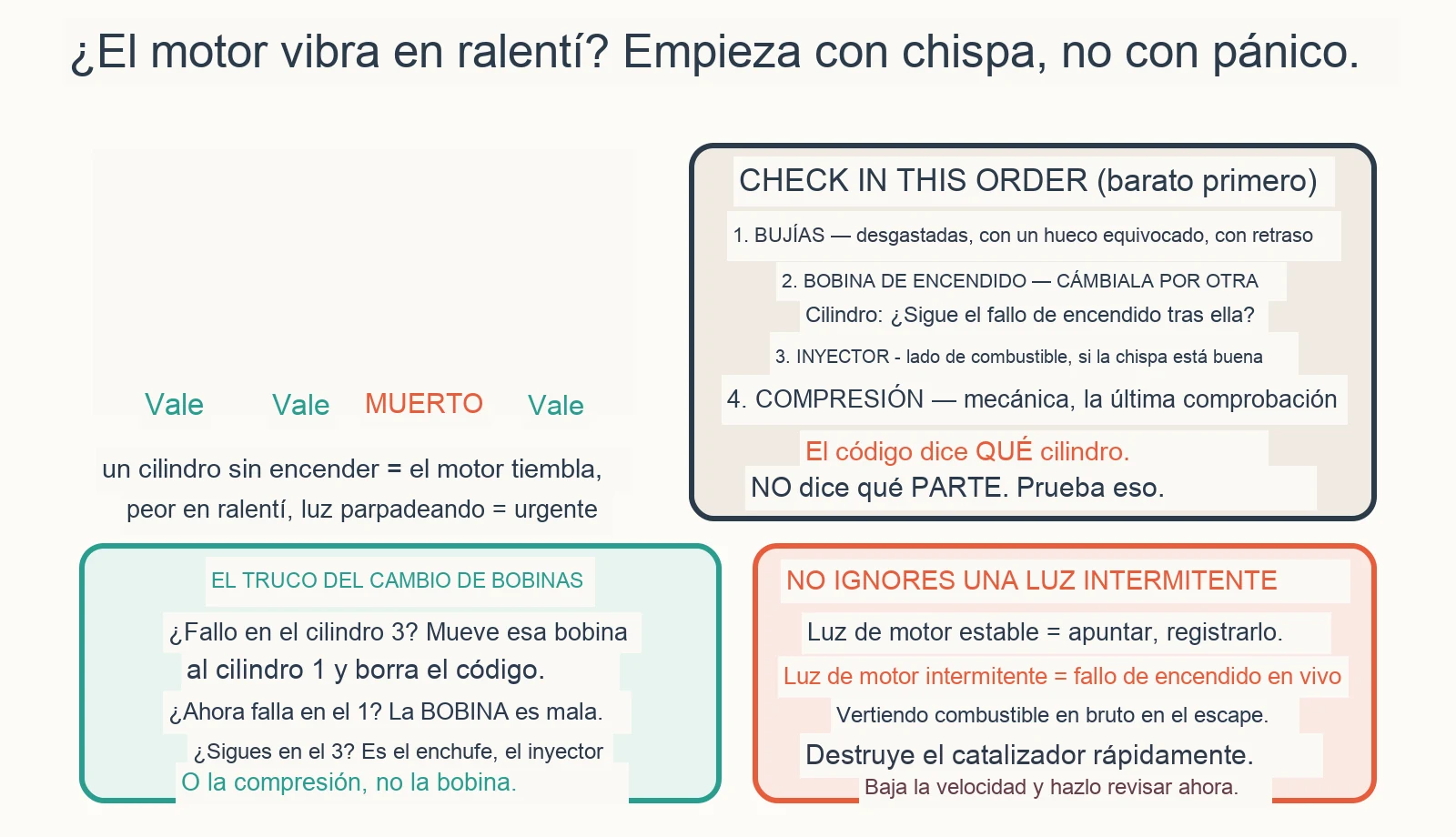 Diagrama diagnóstico: ¿Por qué mi motor tiembla o falla en ralentí?