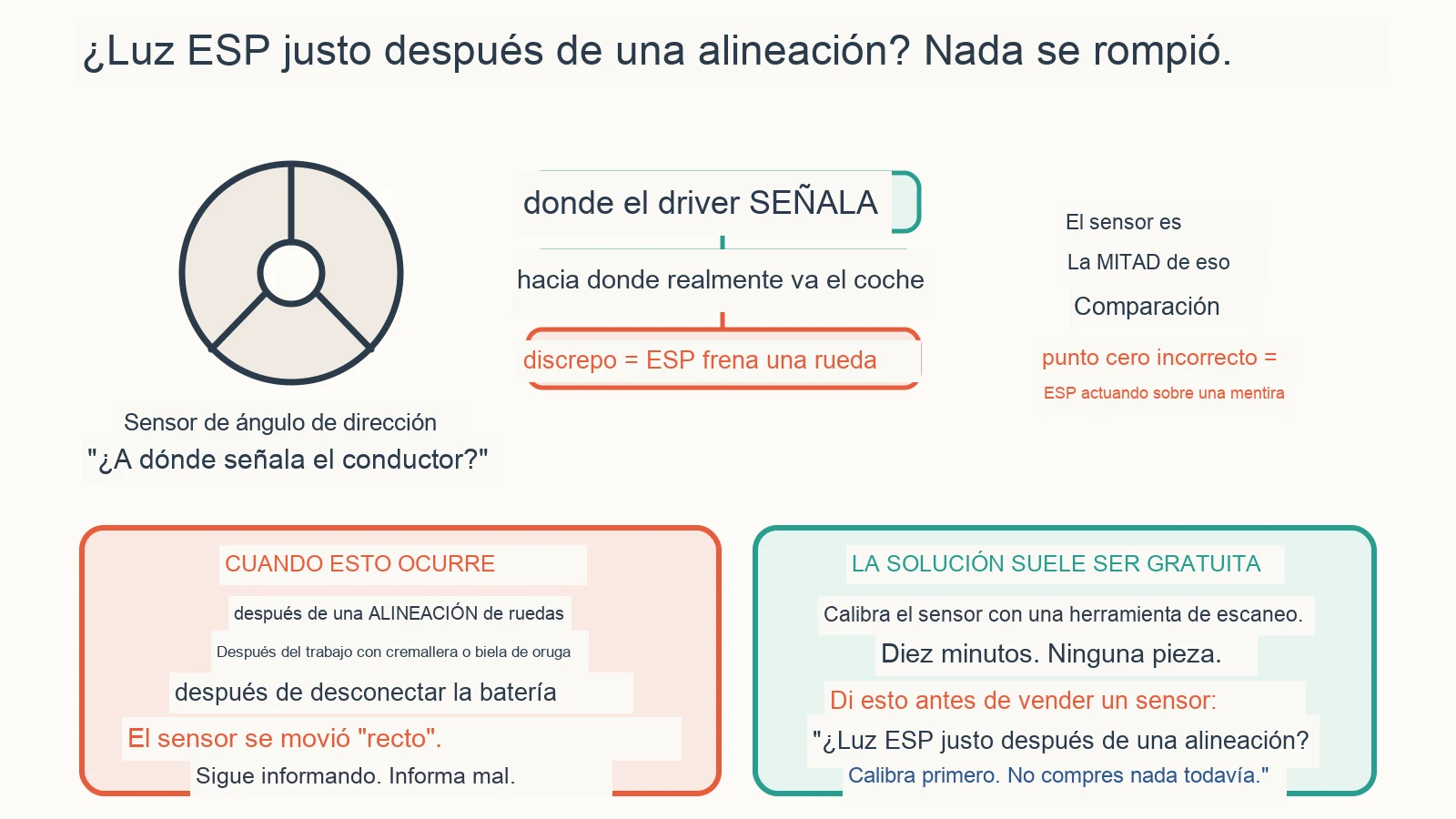 Diagrama diagnóstico: ¿Por qué se enciende la luz ESP después de alinear las ruedas?