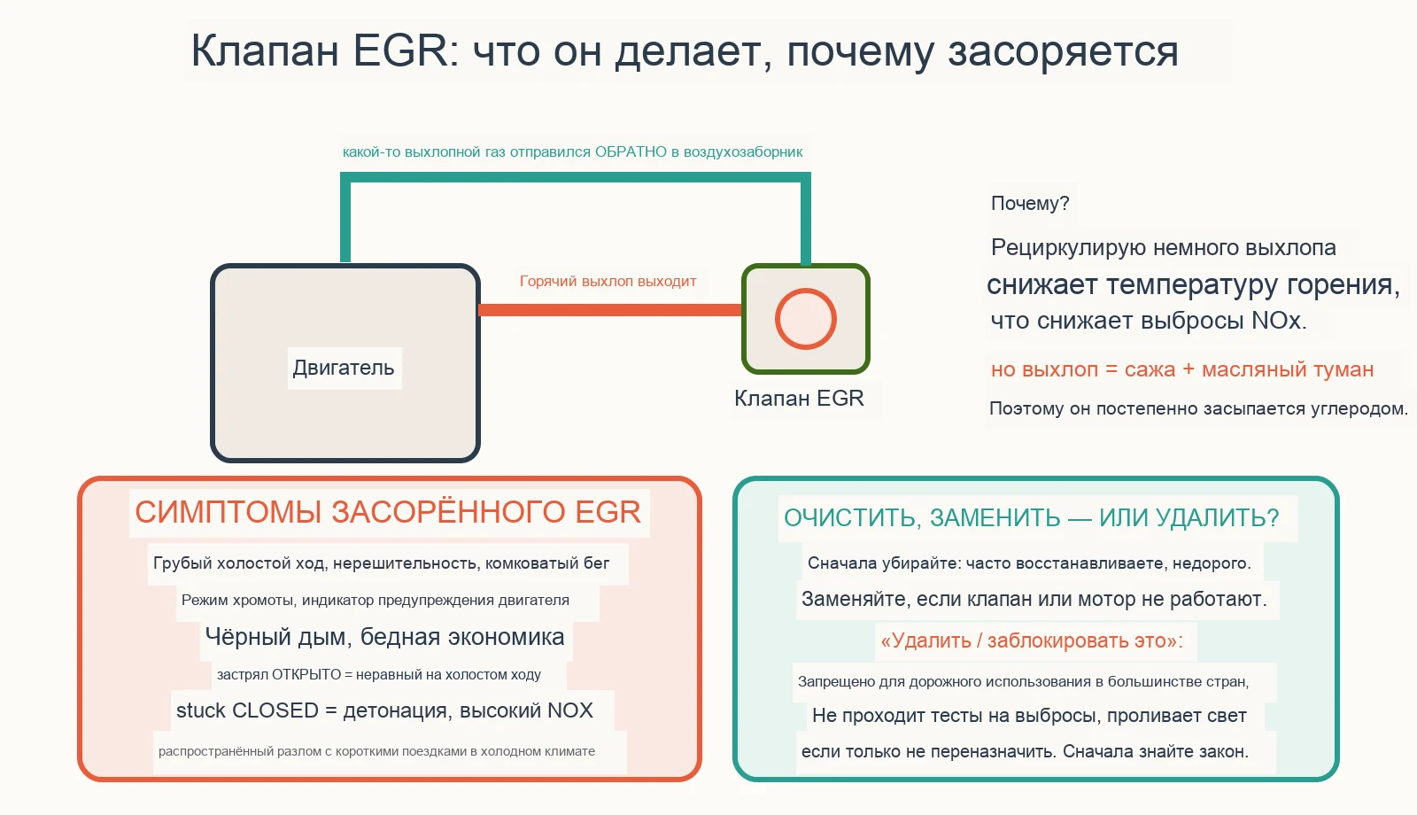 Диагностическая схема: можно ли очистить или заблокировать клапан EGR?